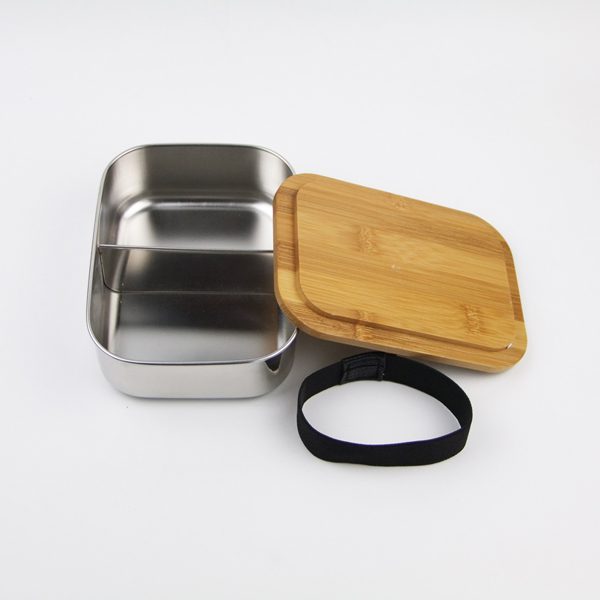 stainless steel lunch box with bamboo lid