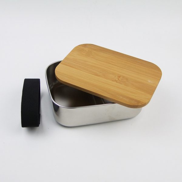 stainless steel lunch box with bamboo lid