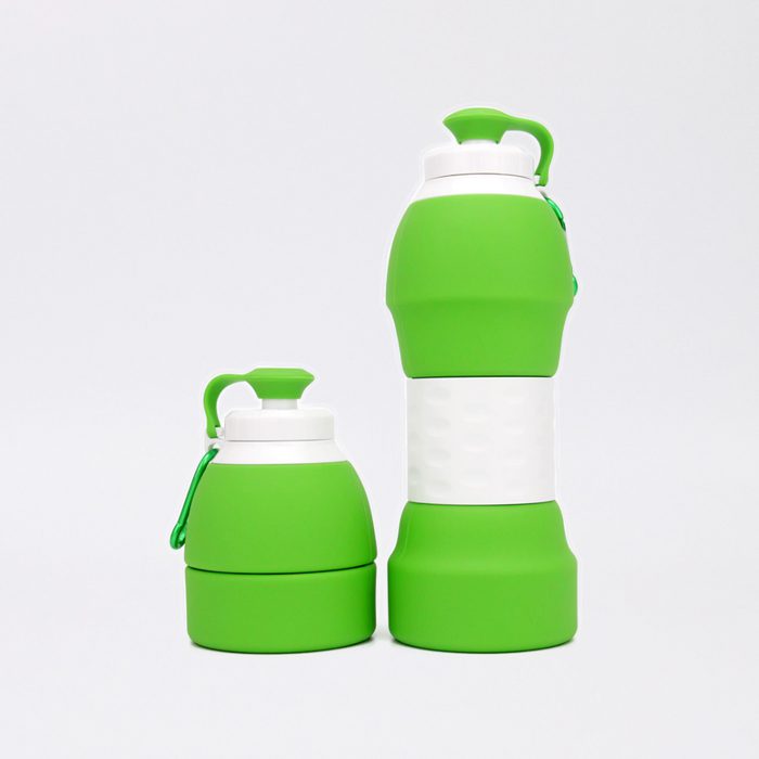 Green silicone water bottle